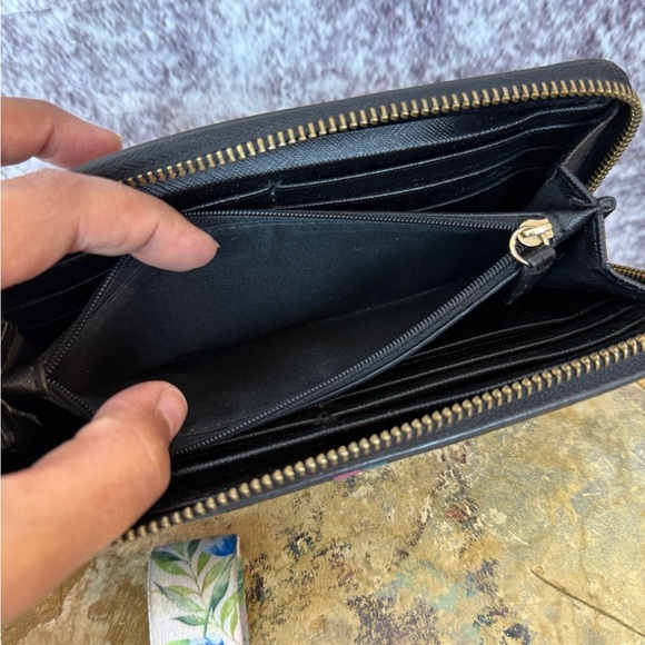 Classic FOSSIL Wallet Clutch Black Zip Around Long Wallet Clutch vintage Leather - Picture 5 of 11